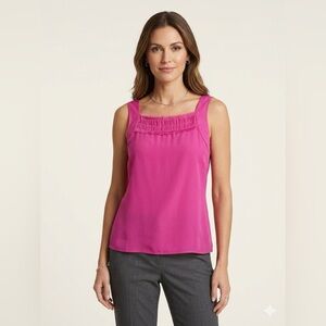 St. John Silk Smocked Fuchsia Tank Top | Size petite / XS
